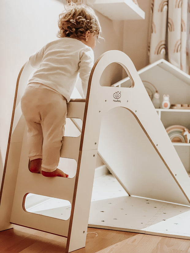 Indoor Wooden Children's Slide - White