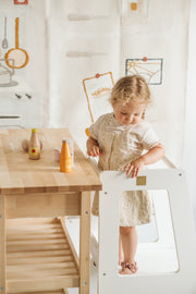 Wooden Children's Kitchen Helper Step Stool - White