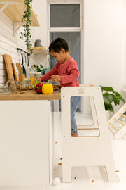 Wooden Children's Kitchen Helper Step Stool - White