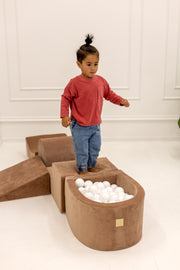 MeowBaby Foam Play Set with Round Ball Pit - White Boucle