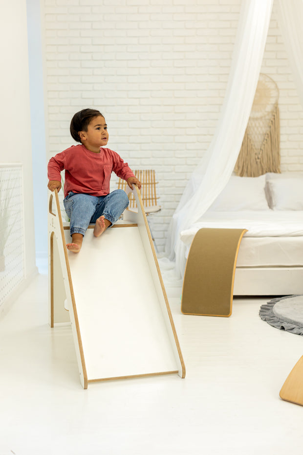 Indoor Wooden Children's Slide - White