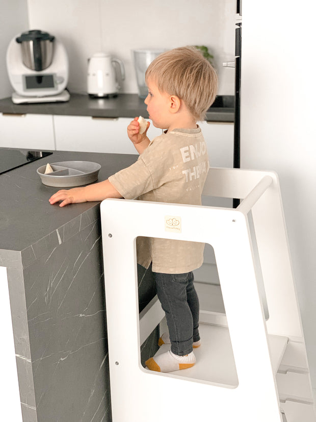 Wooden Children's Kitchen Helper Step Stool - White